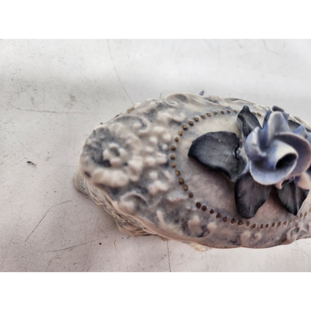 Antique Corday White Porcelain Oval Trinket Box 3D Floral Lid Victorian Rare - Picture 4 of 12